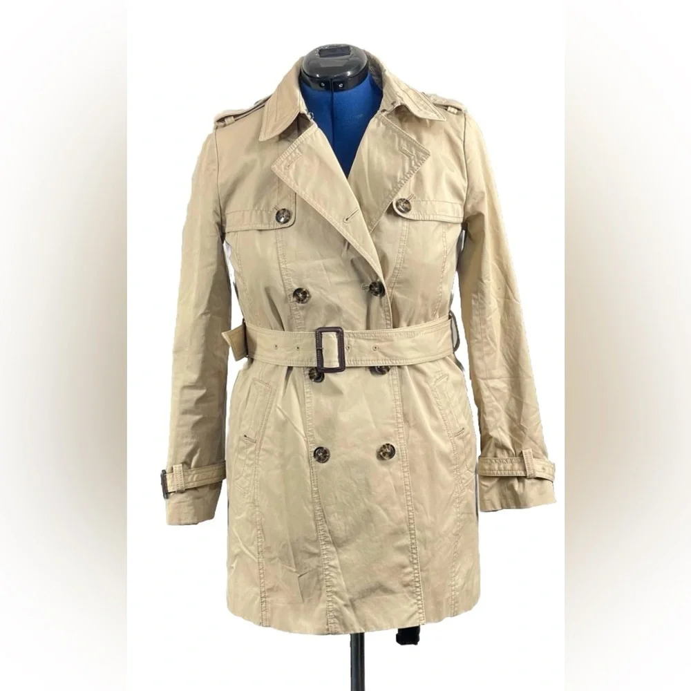 Trench Coat Classic Banana Republic Limonta Women's Sz SP Small Khaki 100 Cotton